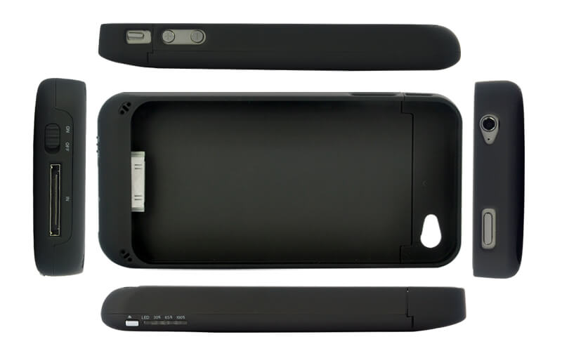 slim iphone battery case for iphone 4.4s 1500mah black