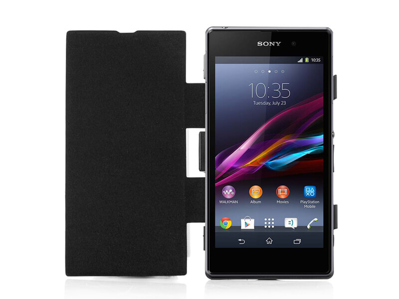 sony l39h xperia z1 black3200mah external battery case with flip cover