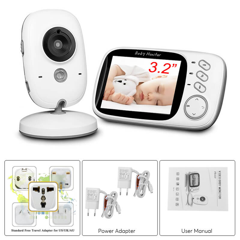 wireless baby monitor 3.2 inch display temperature monitor dual way audio 2.4ghz wireless play songs 5m night vision