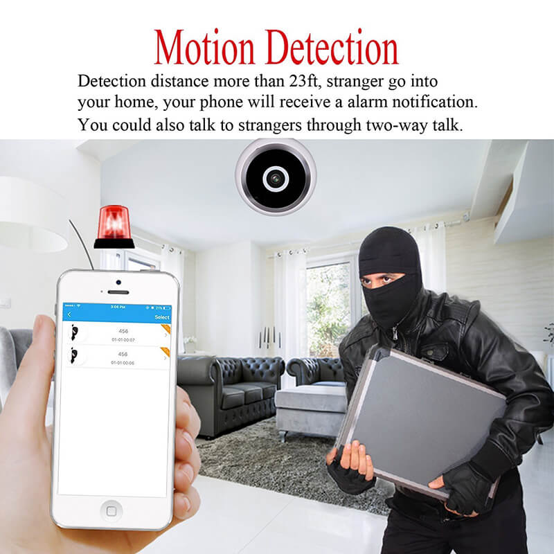 360 degree ip camera motion detection wireless night vision app support sd card recording hd resolution wifi