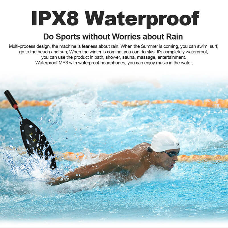 waterproof mp3 player ipx8 rating 8gb memeory