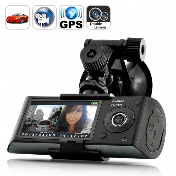 dual camera car blackbox dvr with gps logger and g sensor